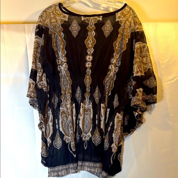 INC International Concepts Black and Tan Dolman Sleeve Blouse - Picture 5 of 8